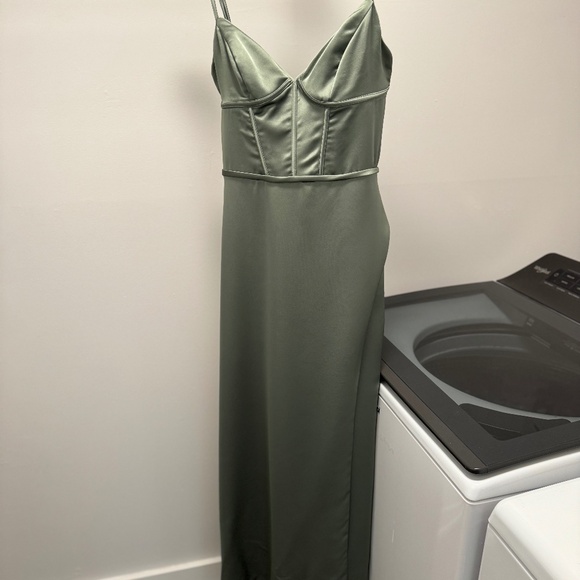 MORILEE by Madeline Gardner Silky Satin Bridesmaid Dress with Bustier Bodice - Picture 2 of 4